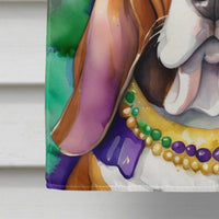 Basset Hound King of Mardi Gras House Flag