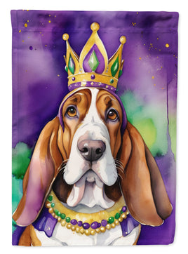 Basset Hound King of Mardi Gras Garden Flag