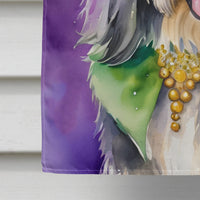 Bearded Collie King of Mardi Gras House Flag