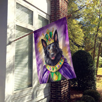 Belgian Sheepdog King of Mardi Gras House Flag