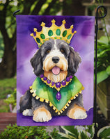 Bernedoodle King of Mardi Gras Garden Flag