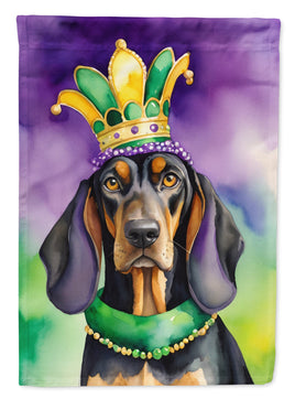 Black and Tan Coonhound King of Mardi Gras House Flag