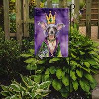 Chinese Crested King of Mardi Gras Garden Flag