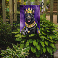 Black German Shepherd King of Mardi Gras Garden Flag