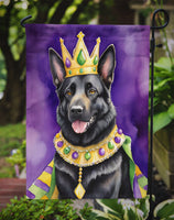 Black German Shepherd King of Mardi Gras Garden Flag