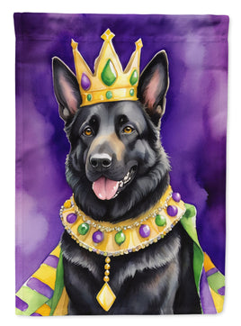 Black German Shepherd King of Mardi Gras Garden Flag