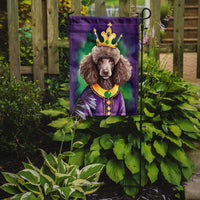 Chocolate Poodle King of Mardi Gras Garden Flag