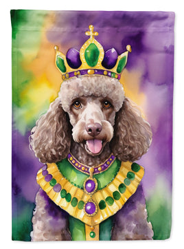 Chocolate Poodle King of Mardi Gras House Flag