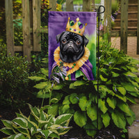 Black Pug King of Mardi Gras Garden Flag