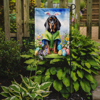 Black and Tan Coonhound Easter Egg Hunt Garden Flag