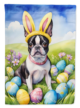 Boston Terrier Easter Egg Hunt Garden Flag