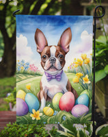 Boston Terrier Easter Egg Hunt Garden Flag