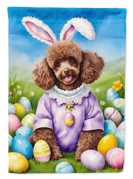 Chocolate Poodle Easter Egg Hunt Garden Flag