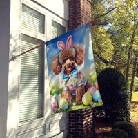 Chocolate Poodle Easter Egg Hunt House Flag