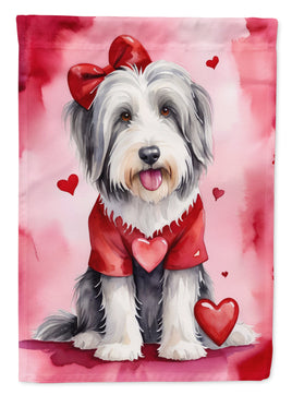 Bearded Collie My Valentine House Flag