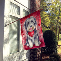 Bearded Collie My Valentine House Flag