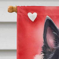 Belgian Sheepdog My Valentine House Flag