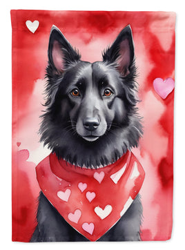 Belgian Sheepdog My Valentine House Flag