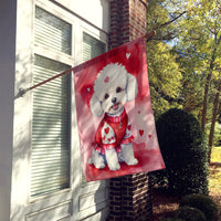 Bichon Frise My Valentine House Flag