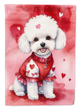 Bichon Frise My Valentine House Flag