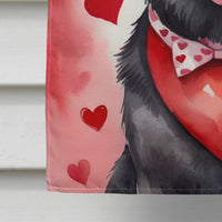 Black German Shepherd My Valentine House Flag