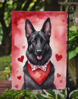 Black German Shepherd My Valentine Garden Flag