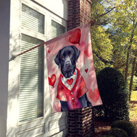 Black Labrador Retriever My Valentine House Flag