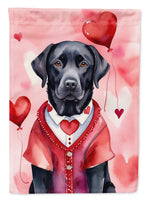 Black Labrador Retriever My Valentine House Flag