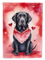 Black Labrador Retriever My Valentine House Flag