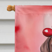 Chocolate Labrador Retriever My Valentine House Flag