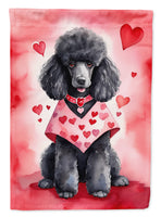 Black Poodle My Valentine House Flag