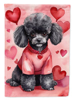 Black Poodle My Valentine House Flag