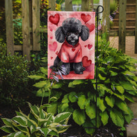 Black Poodle My Valentine Garden Flag