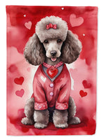 Chocolate Poodle My Valentine House Flag