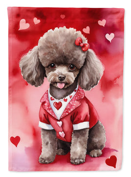 Chocolate Poodle My Valentine House Flag