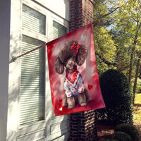 Chocolate Poodle My Valentine House Flag