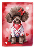 Chocolate Poodle My Valentine House Flag