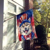 Akita Patriotic American House Flag