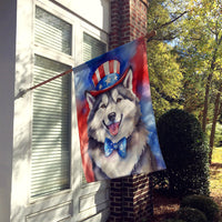 Alaskan Malamute Patriotic American House Flag