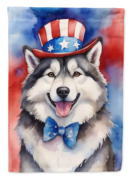 Alaskan Malamute Patriotic American House Flag