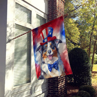 Australian Shepherd Patriotic American House Flag