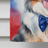 Australian Shepherd Patriotic American House Flag