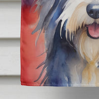 Bearded Collie Patriotic American House Flag