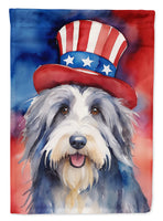 Bearded Collie Patriotic American House Flag