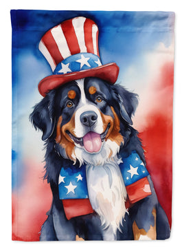 Bernese Mountain Dog Patriotic American House Flag