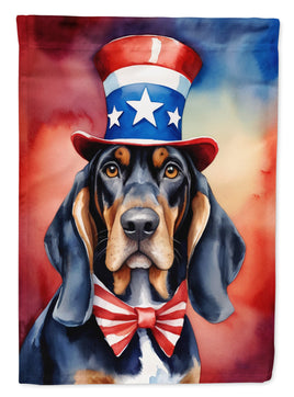 Black and Tan Coonhound Patriotic American House Flag