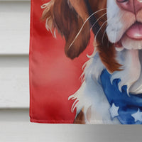 Brittany Spaniel Patriotic American House Flag