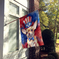 Chihuahua Patriotic American House Flag