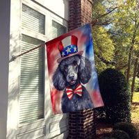 Black Poodle Patriotic American House Flag