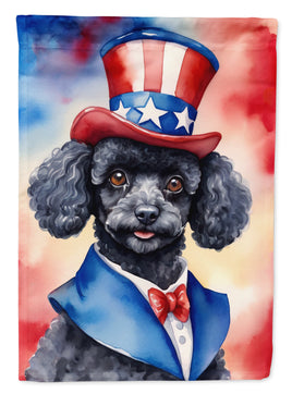 Black Poodle Patriotic American House Flag